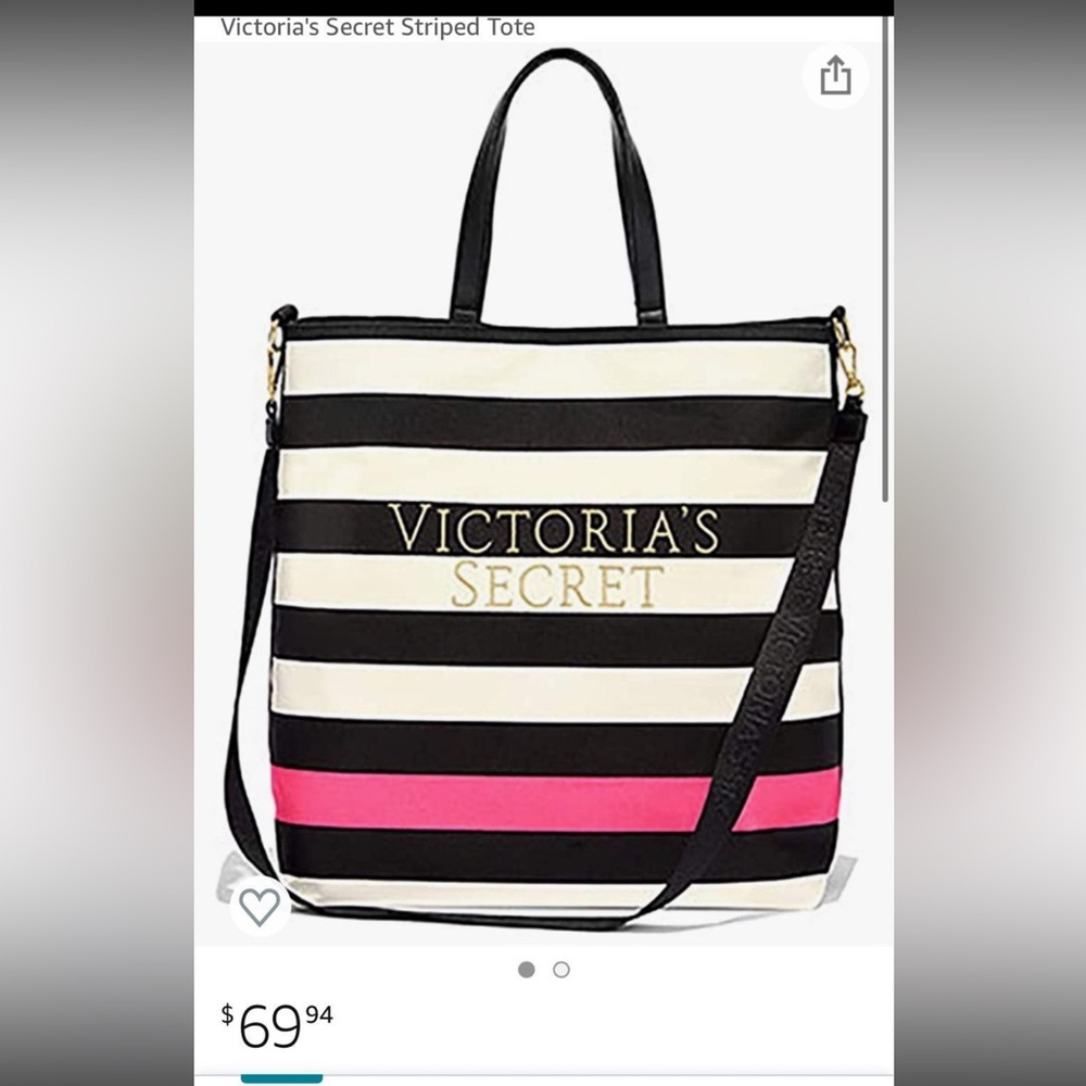 NWT Very RARE $70 Victoria's Secret strip beach / travel tote bag Super Cute!!